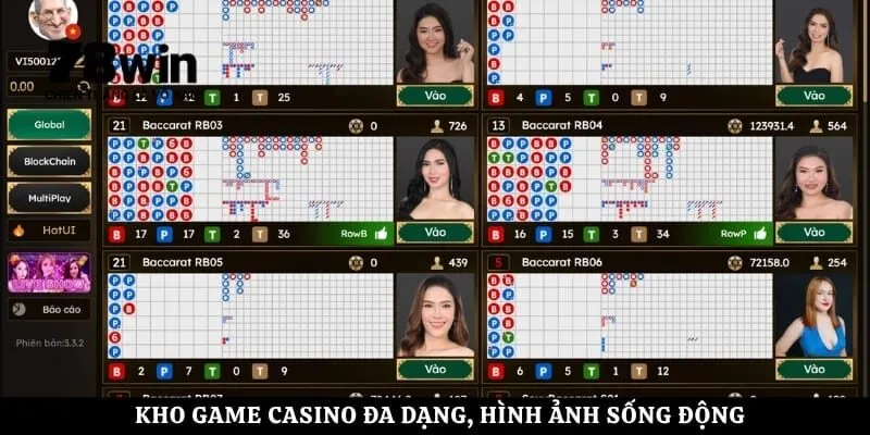 Kho game casino đa dạng, hình ảnh sống động