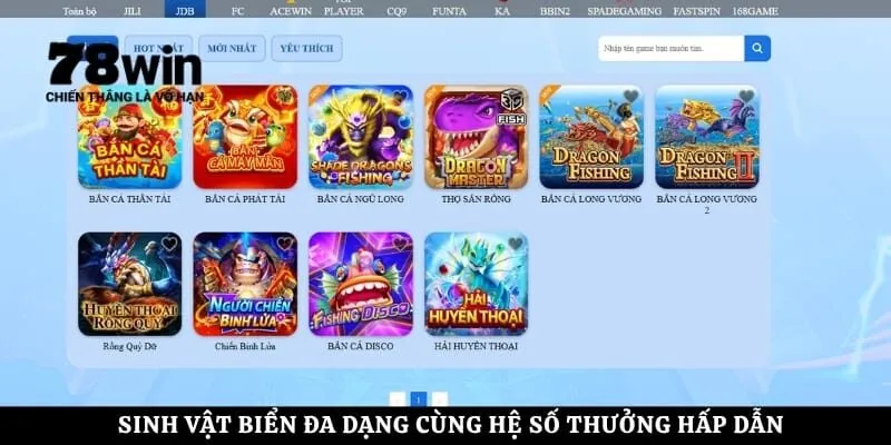 Sinh vật biển đa dạng cùng hệ số thưởng hấp dẫn